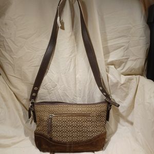 Coach Brown and Tan Shoulder Bag
